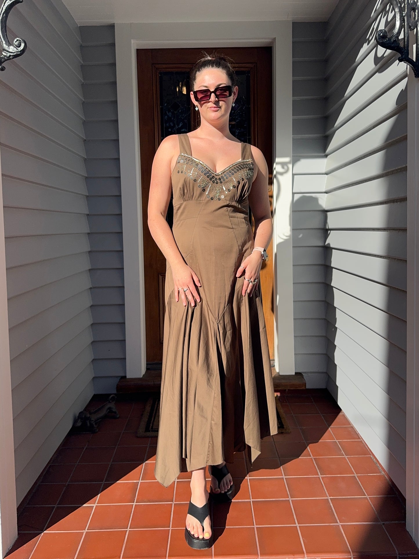 Beaded Asymmetric Dress | Size 16