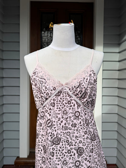 Pink & Brown Floral Slip | Size 10-12