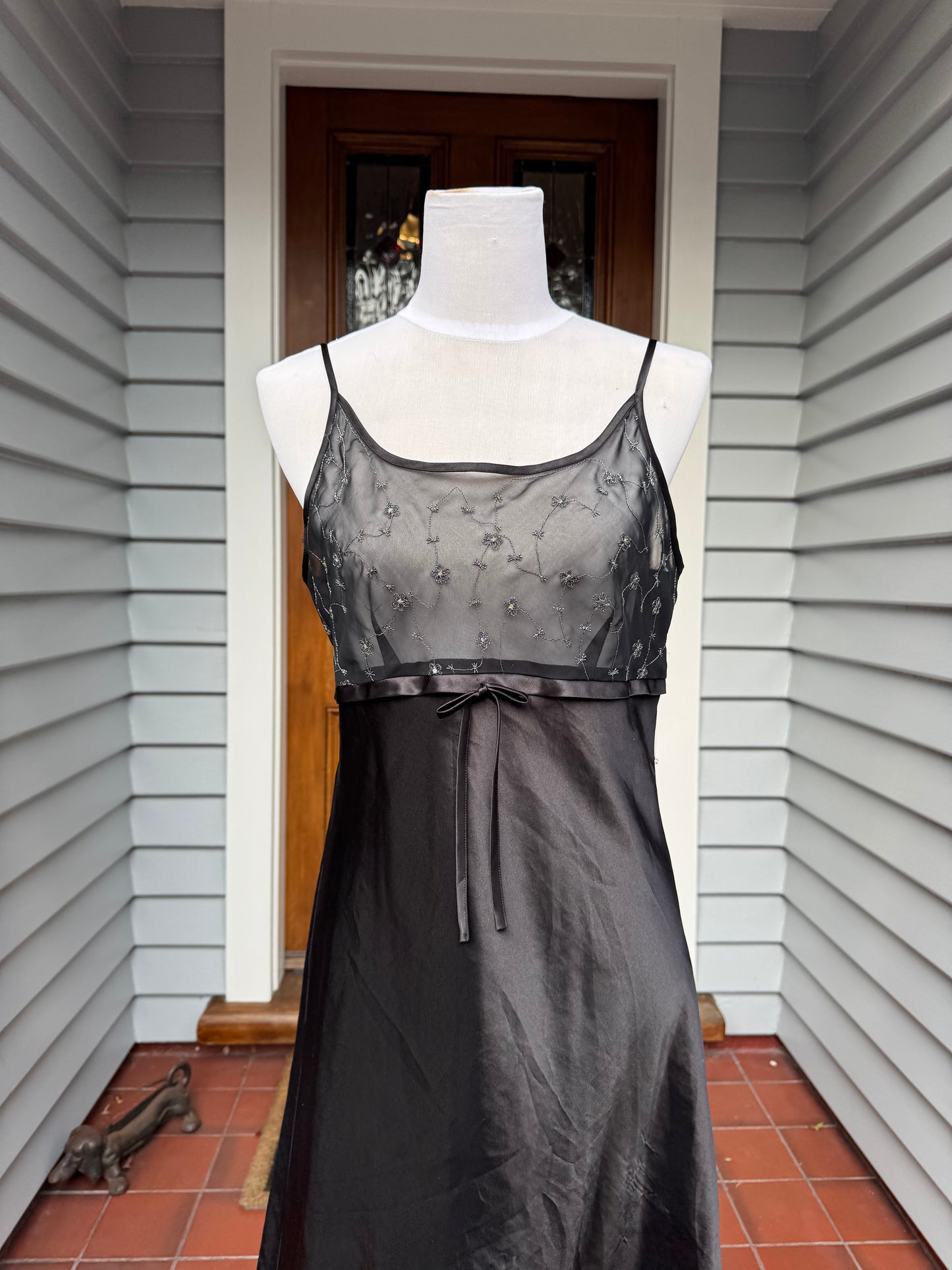 Sheer Embroidered Maxi Dress | Size 14