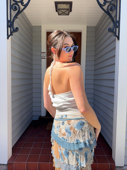 White Crochet Halter Top | Size S