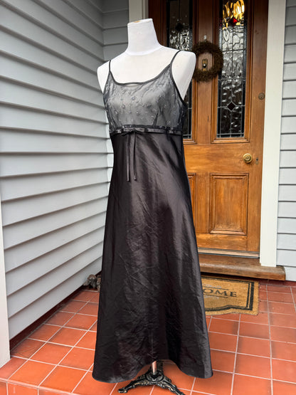 Sheer Embroidered Maxi Dress | Size 14