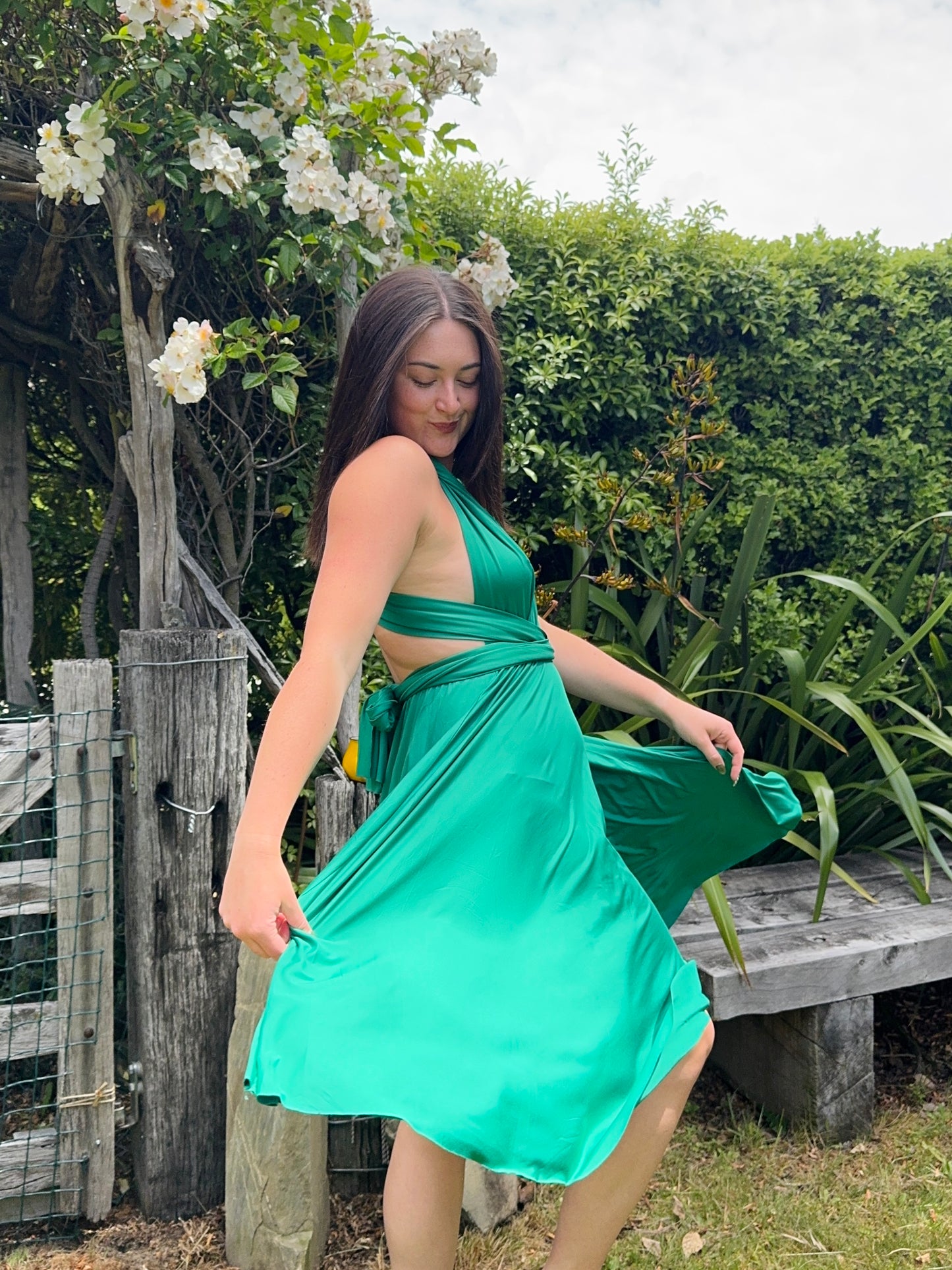 Emerald Green Tie-Up Dress | OSFM