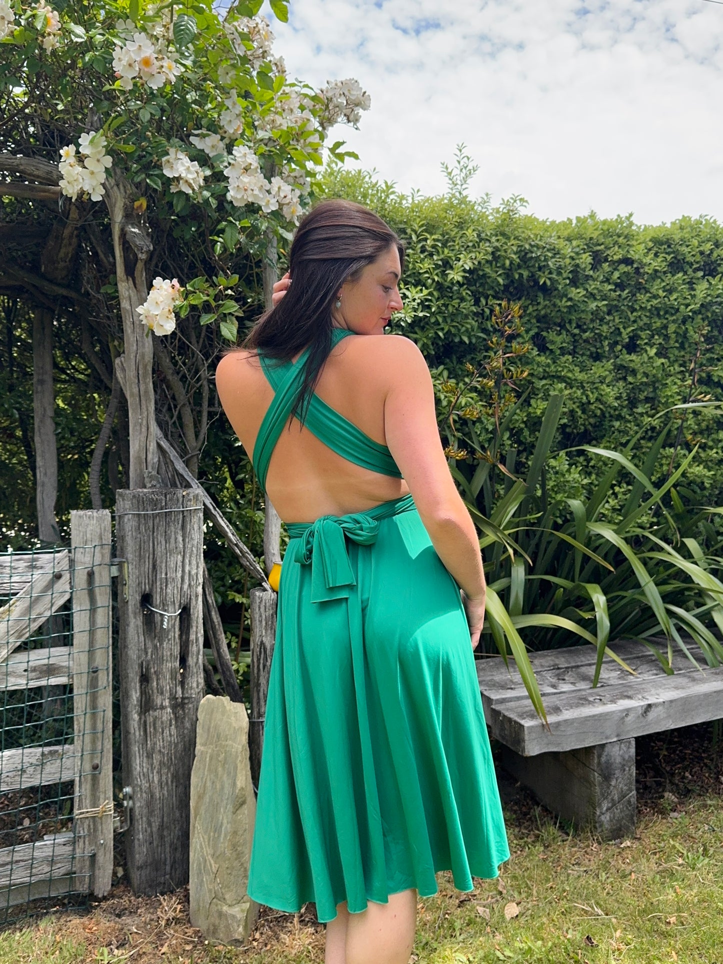 Emerald Green Tie-Up Dress | OSFM