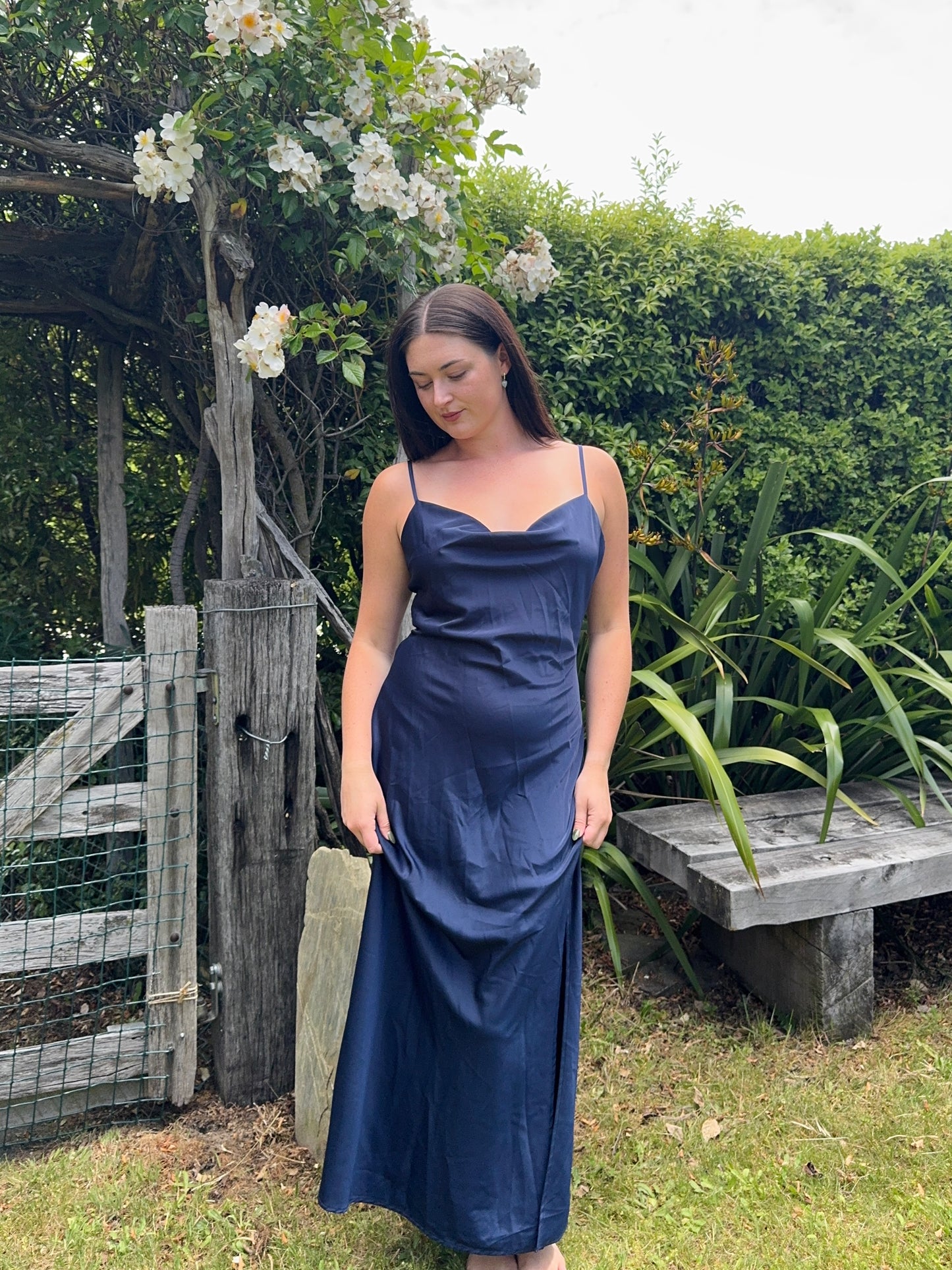 Navy Silky Maxi Gown | Size 12