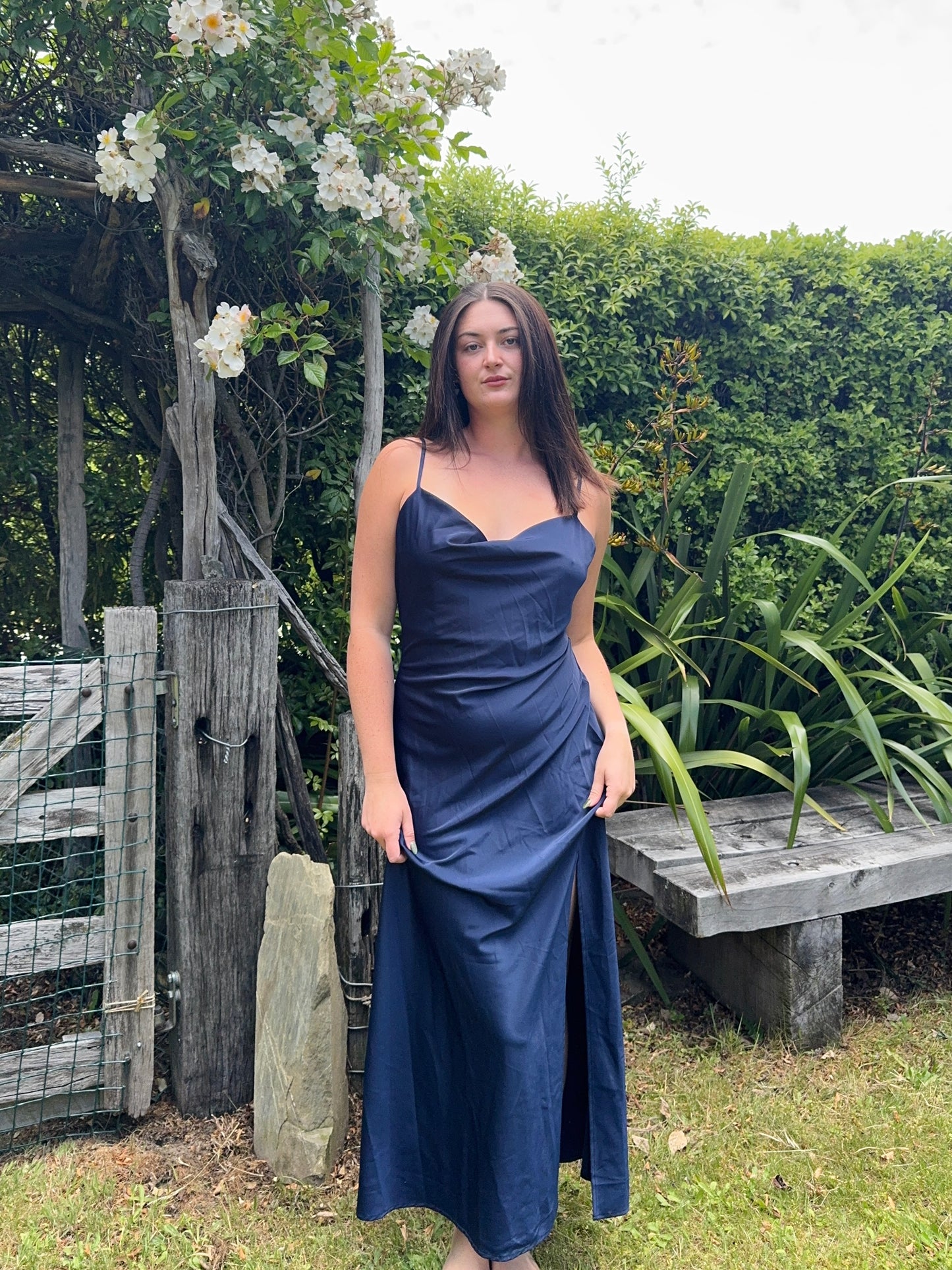 Navy Silky Maxi Gown | Size 12
