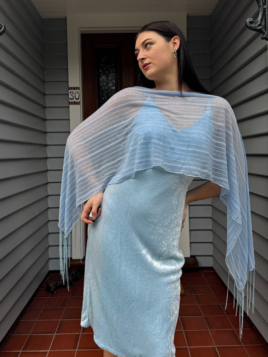 Blur Sheer Sparkly Blue Scarf