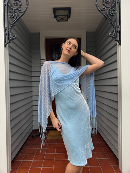 Blur Sheer Sparkly Blue Scarf