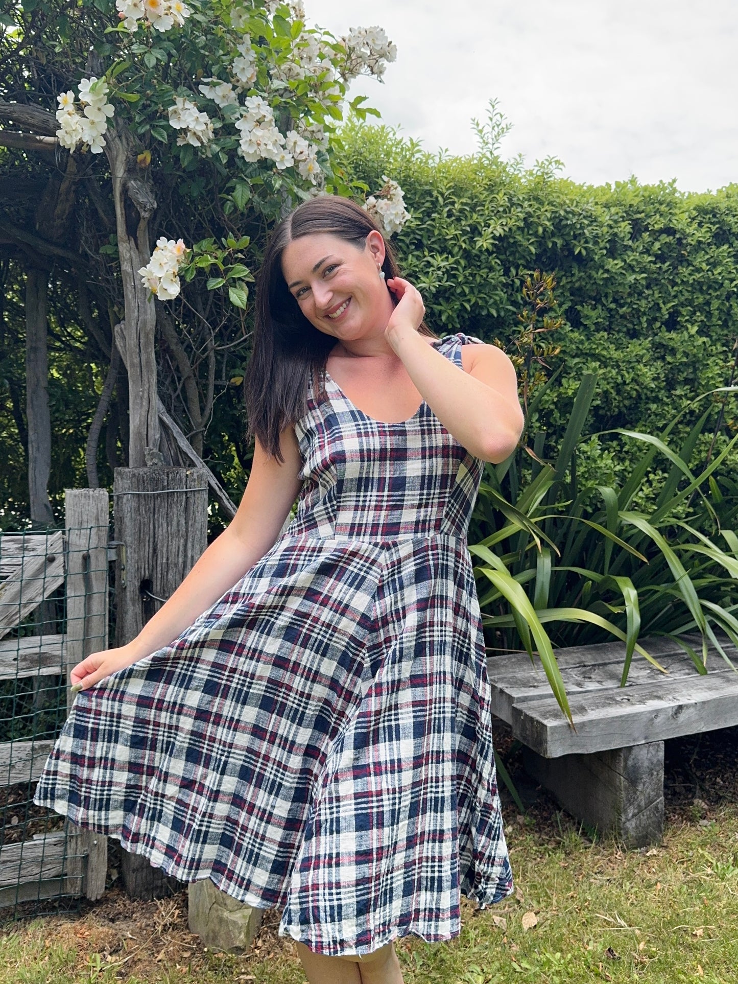 Plaid Midi Dress | Size 10-12