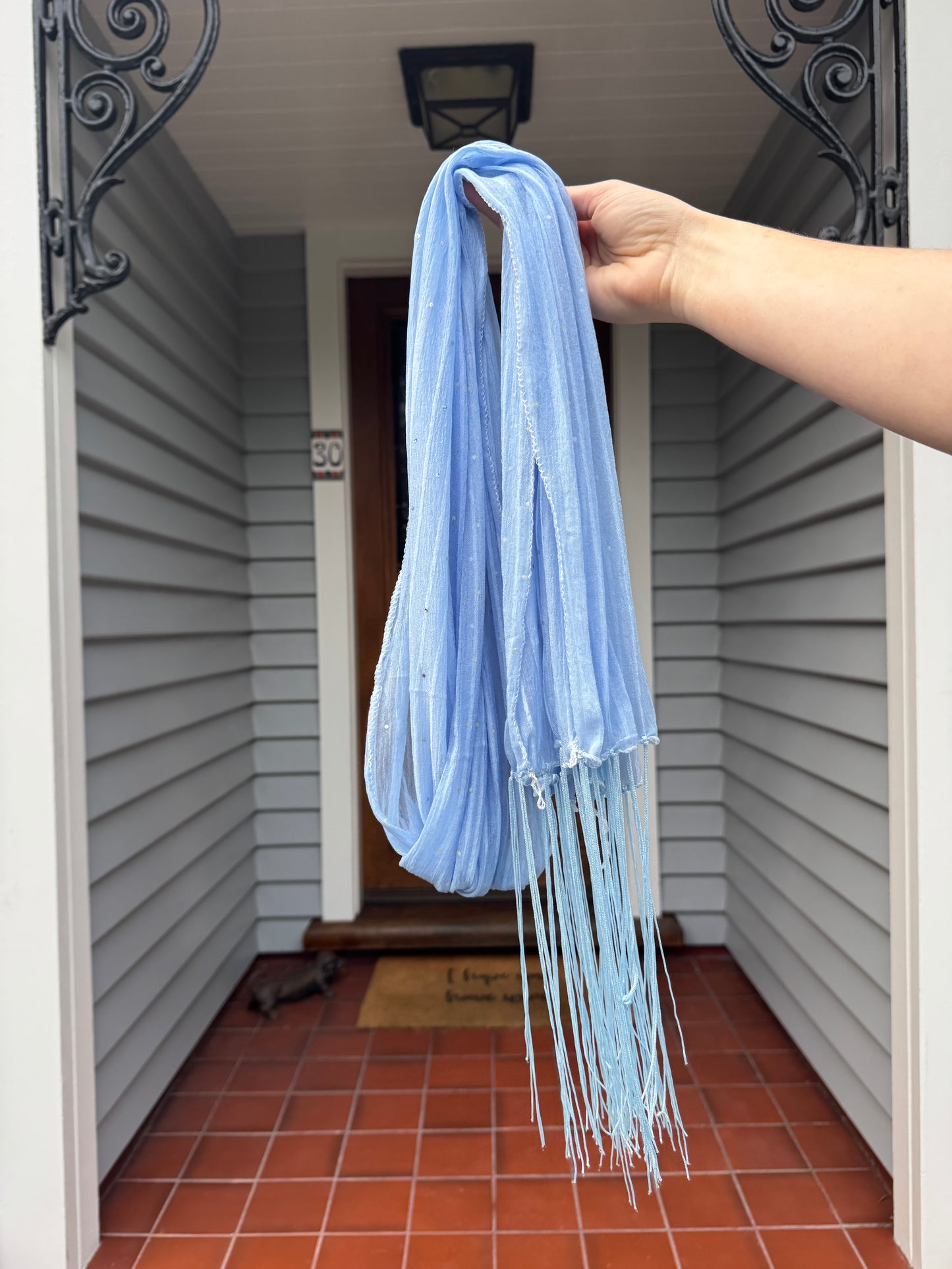 Blur Sheer Sparkly Blue Scarf