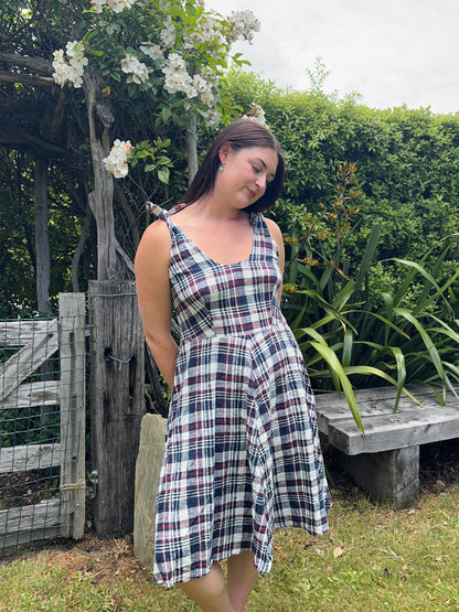 Plaid Midi Dress | Size 10-12