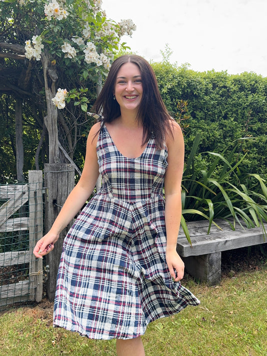 Plaid Midi Dress | Size 10-12