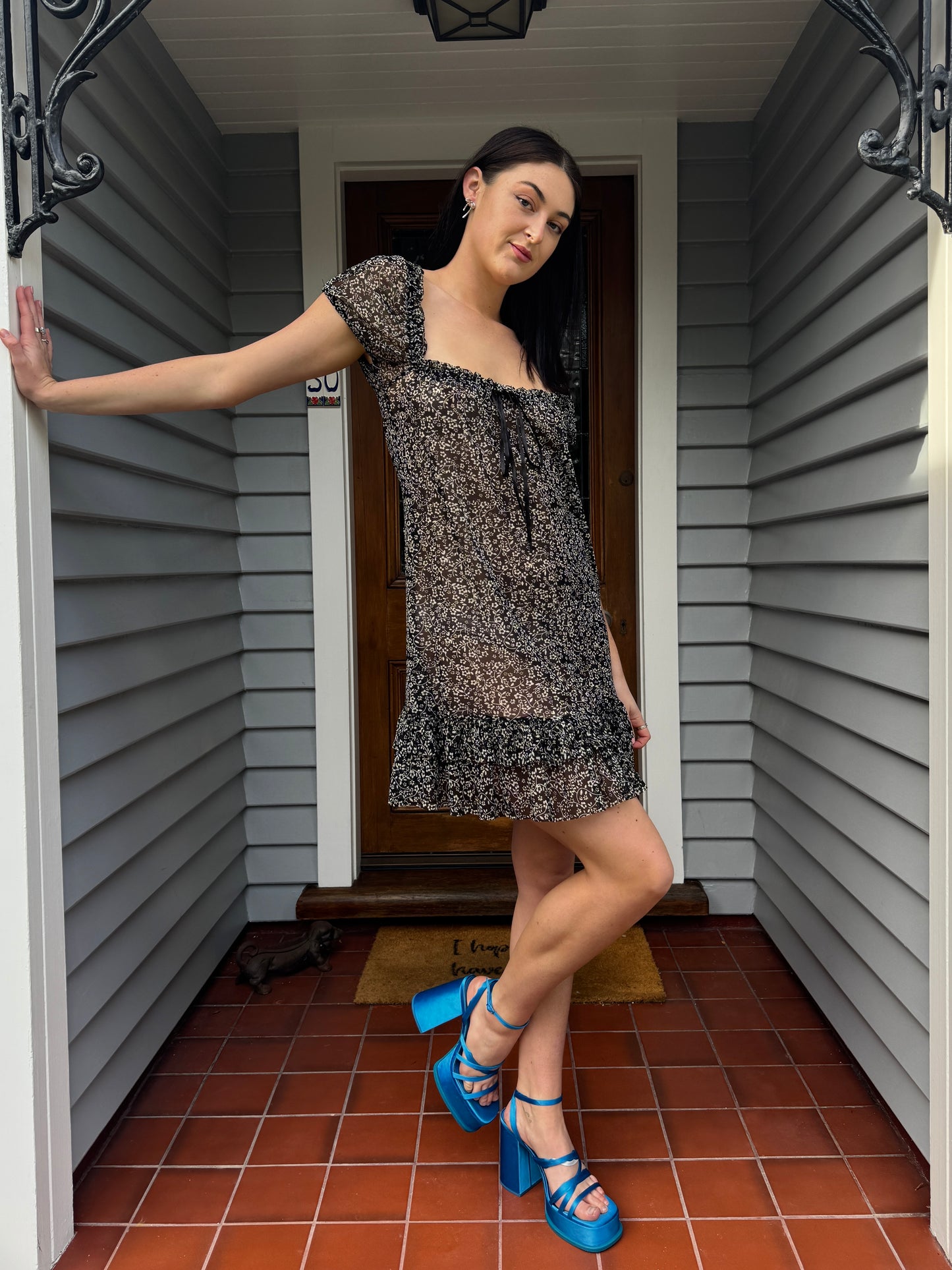 Sheer Floral Mini Dress | Size S-M
