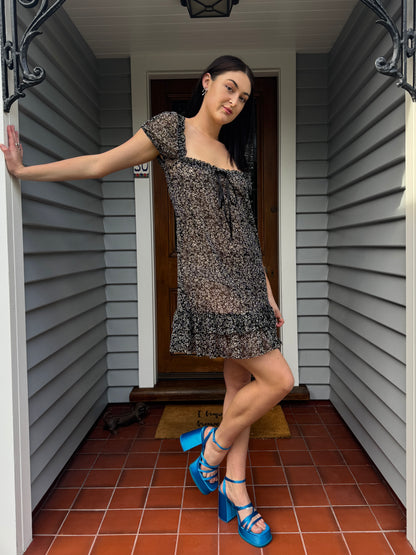 Sheer Floral Mini Dress | Size S-M