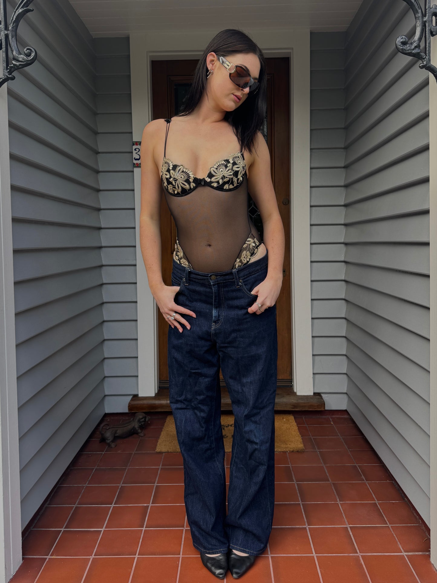 Sheer Lace Bodysuit | Size XS-S