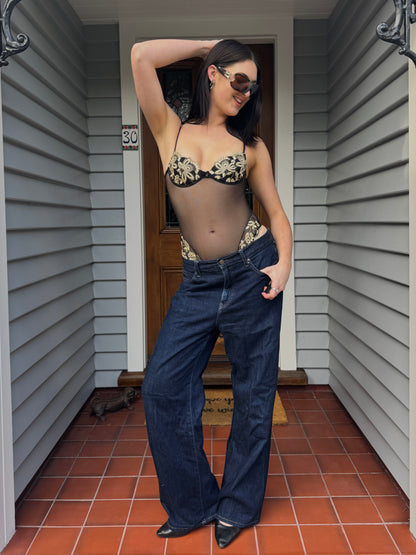 Sheer Lace Bodysuit | Size XS-S