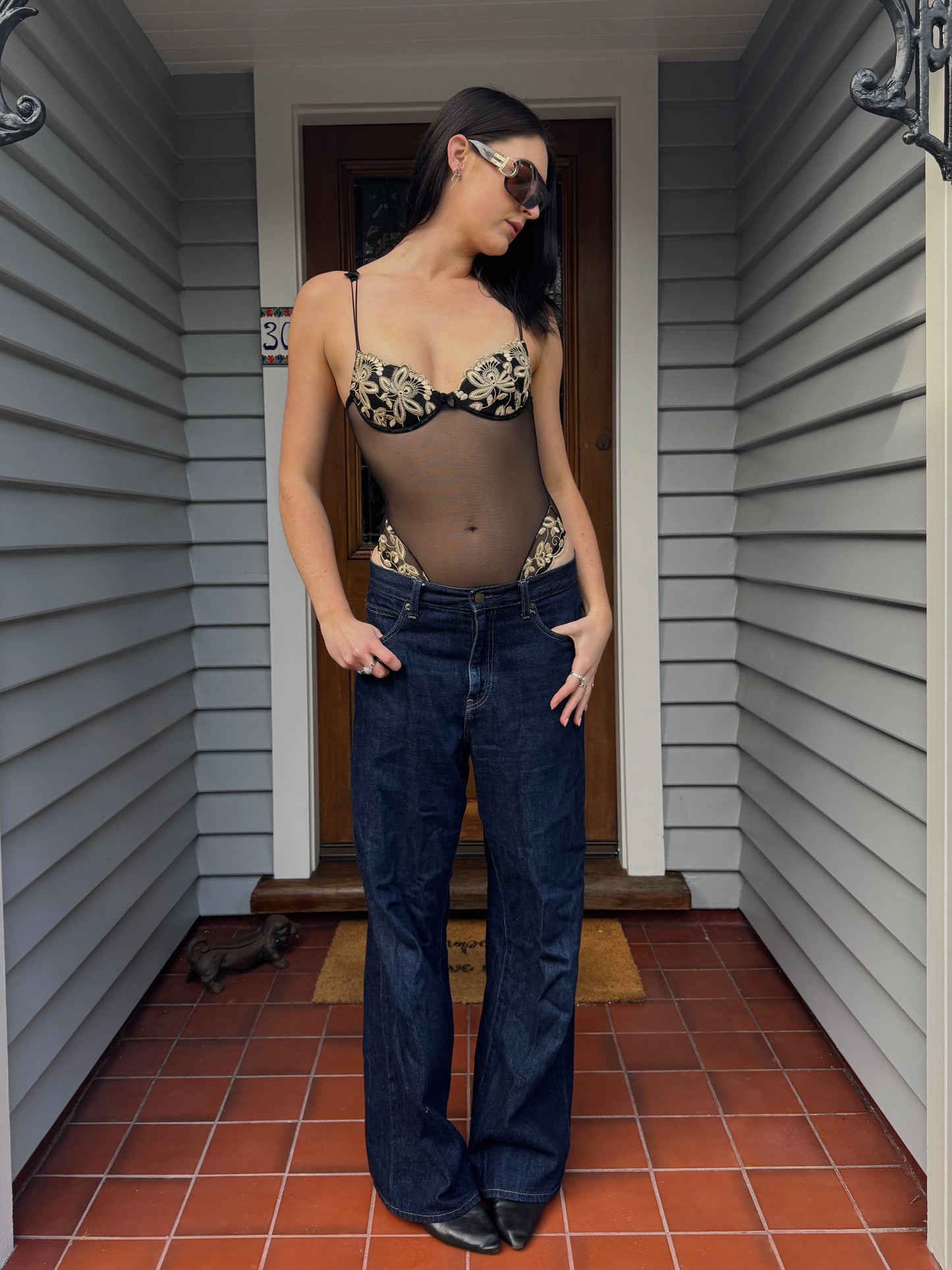 Sheer Lace Bodysuit | Size XS-S
