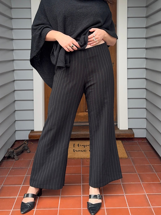 Pinstripe Straight-Leg Pants | Size 12-14