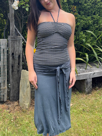 Patterned Halter Tie-Up Tankini Top | Size 14