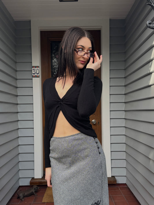 Vintage Glassons Black Cross Knit | Size 10