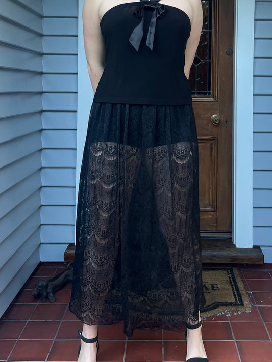 Sheer Lace Maxi Skirt | Size 8-10