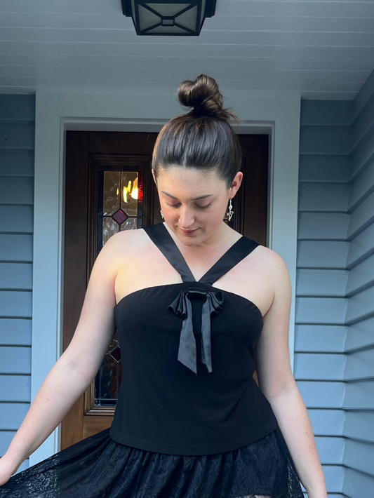 Black Halter Top With a Bow | Size 14-16
