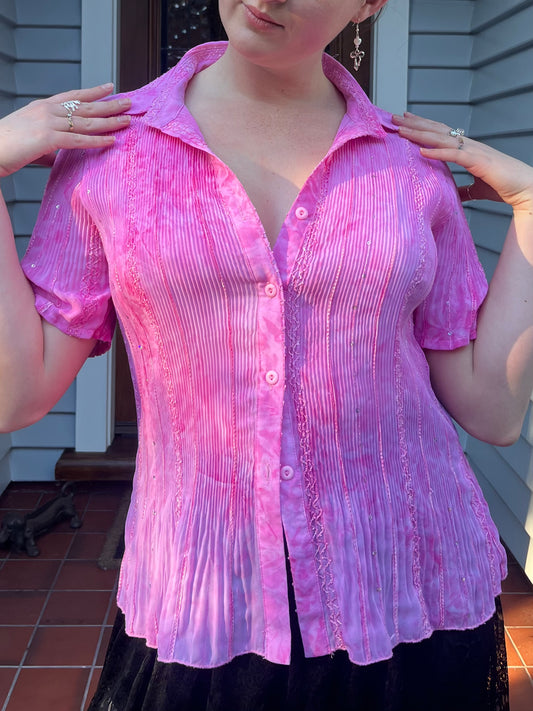 Sparkly Pink Button Up | OSFM