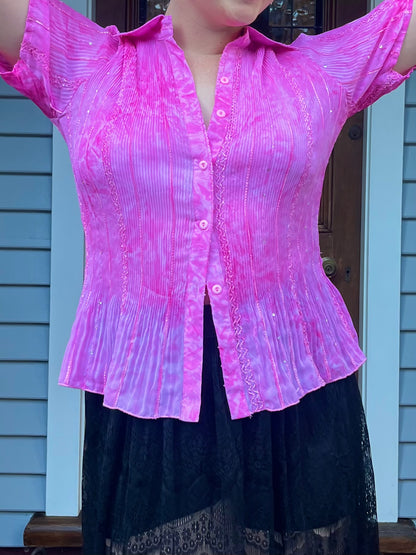 Sparkly Pink Button Up | OSFM