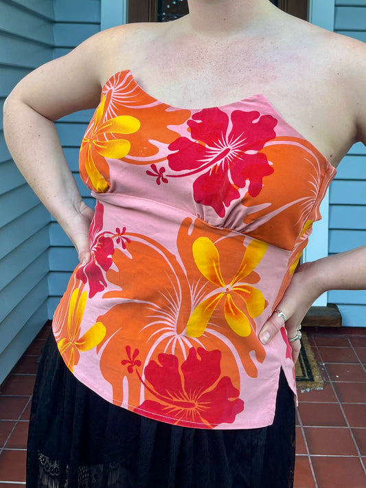 Colourful Floral Strapless top | Size 10