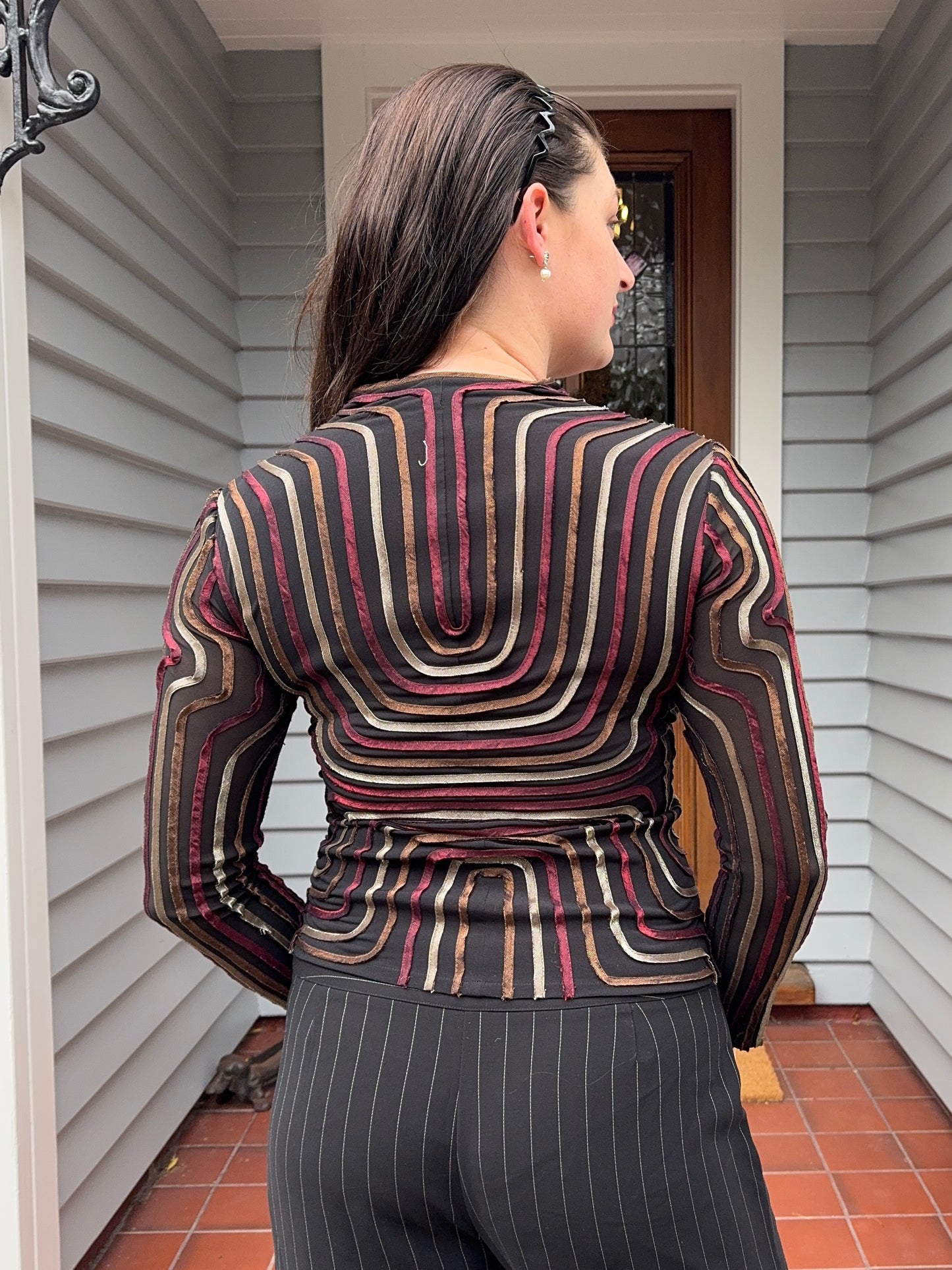 Funky Striped Zip-Up Top | Size 8-10