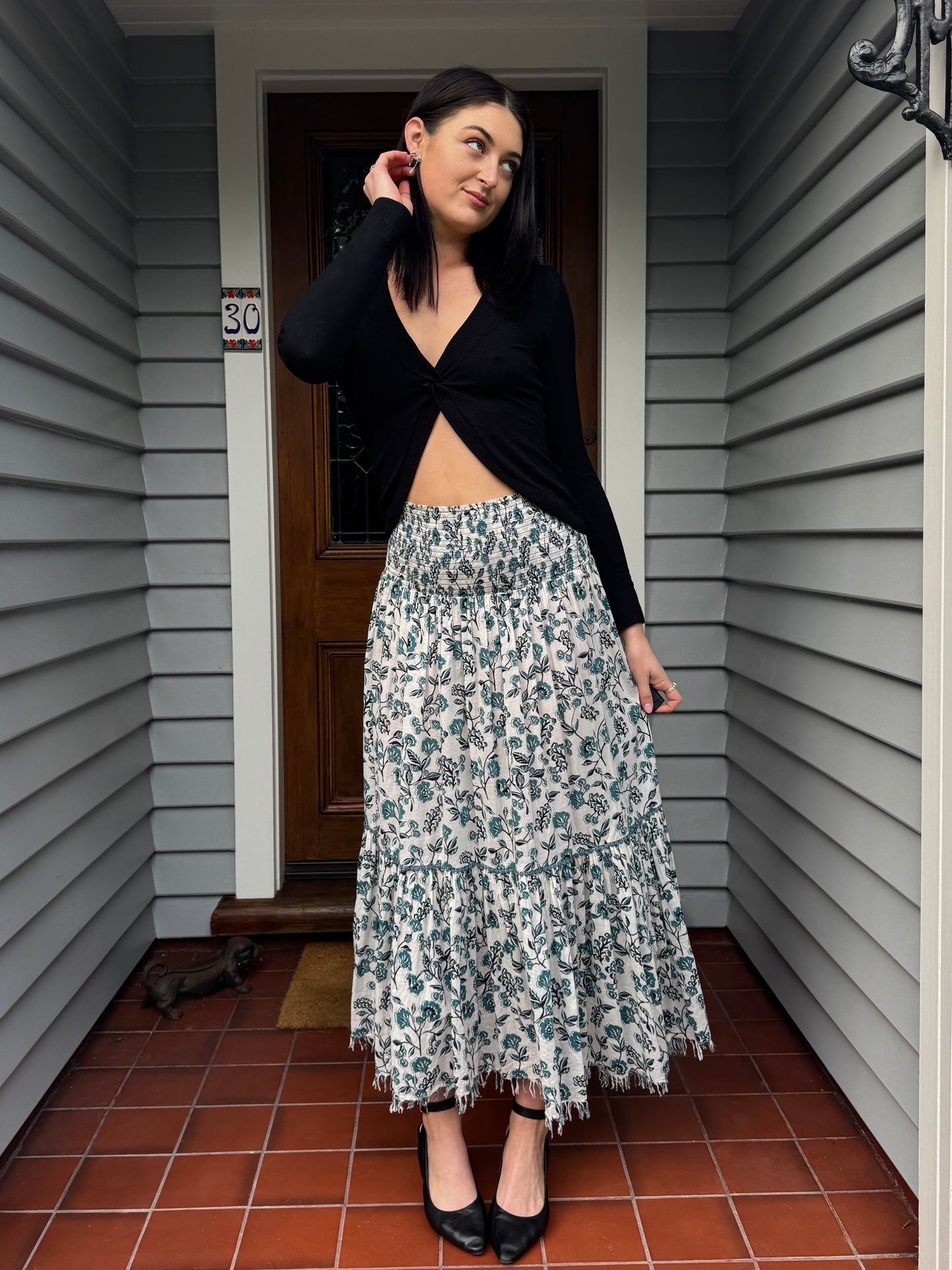 Floral Tiered Maxi Skirt | Size 8-12