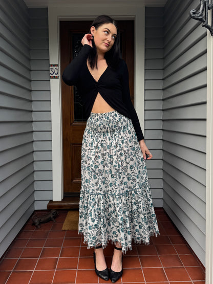 Floral Tiered Maxi Skirt | Size 8-12
