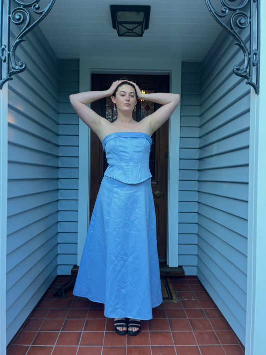 Strapless Blue Gown | Size 14-16