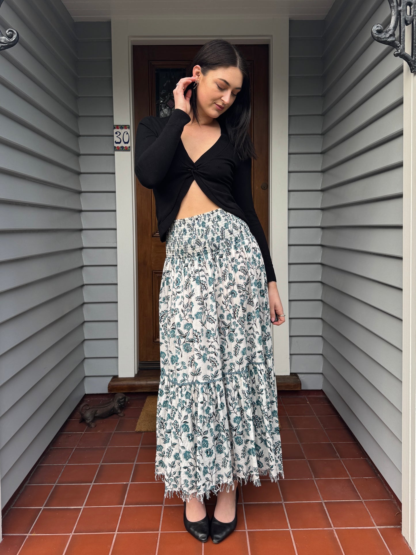 Floral Tiered Maxi Skirt | Size 8-12