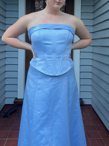 Strapless Blue Gown | Size 14-16