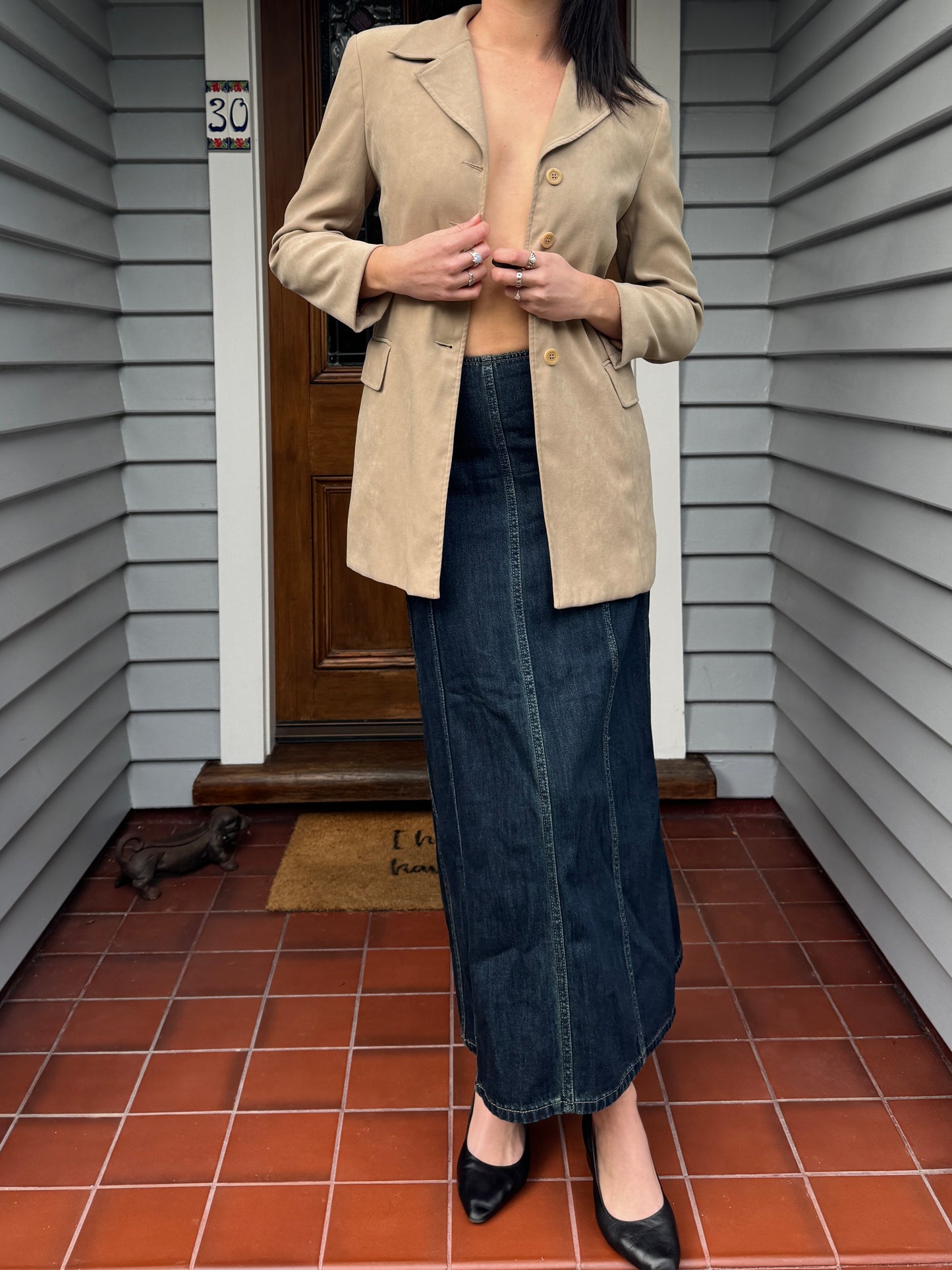 Vintage Creme Suede Jacket | Size 8-10