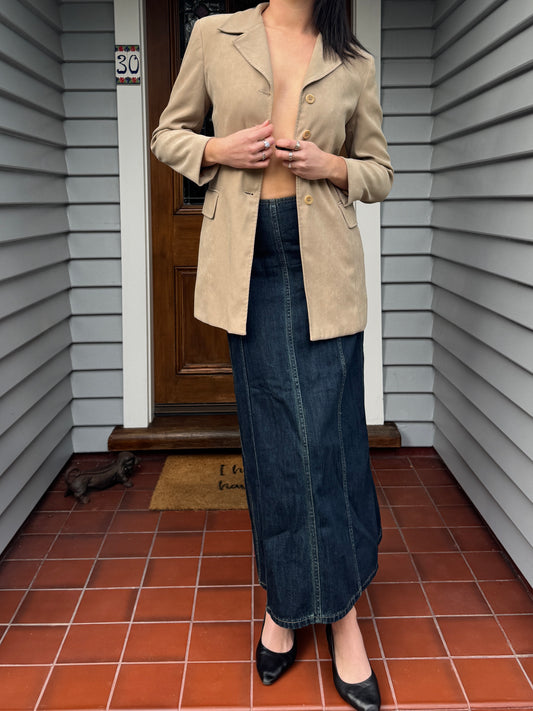 Vintage Creme Suede Jacket | Size 8-10
