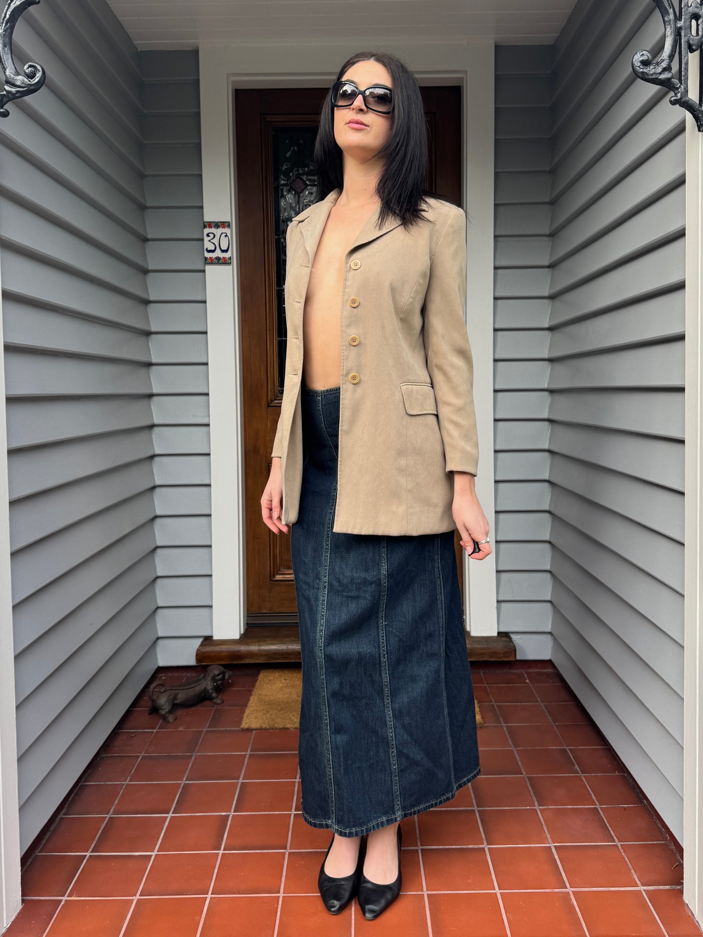 Vintage Creme Suede Jacket | Size 8-10