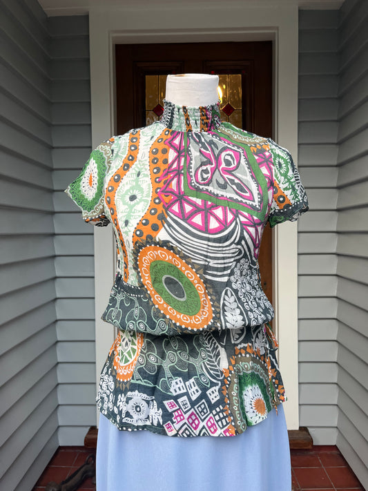 High Neck Patterned Blouse | Size M
