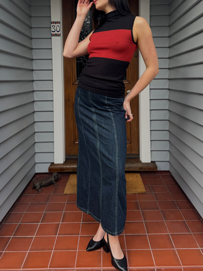 Vintage Cue Black + Red High Neck Top