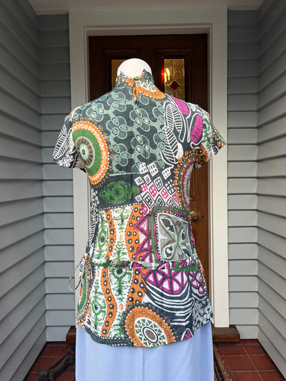 High Neck Patterned Blouse | Size M