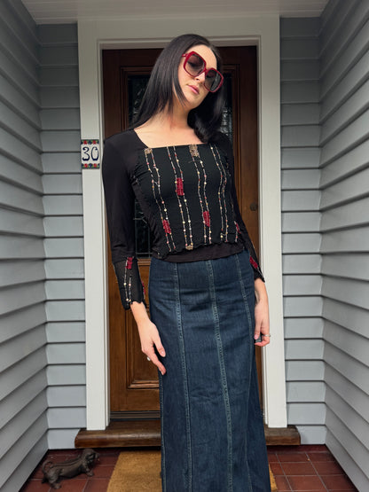 Vintage NZ Beaded Top | Size 8-10