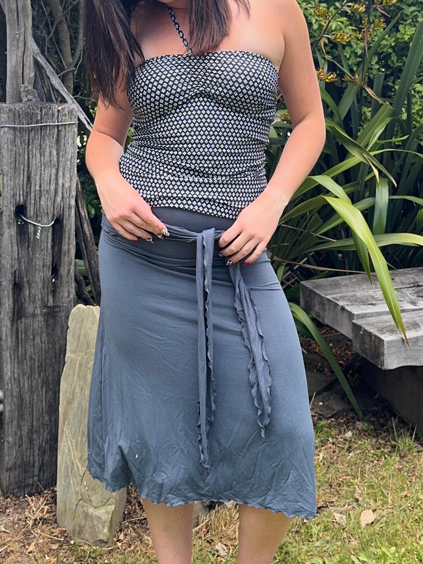 Cross-over tie midi skirt | Size 10-14