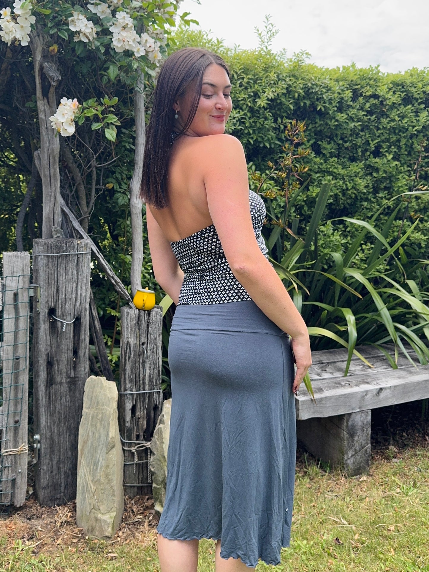 Cross-over tie midi skirt | Size 10-14