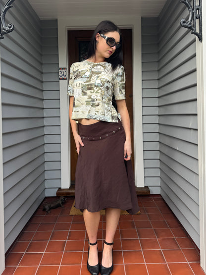 Brown Midi Skirt | Size 10