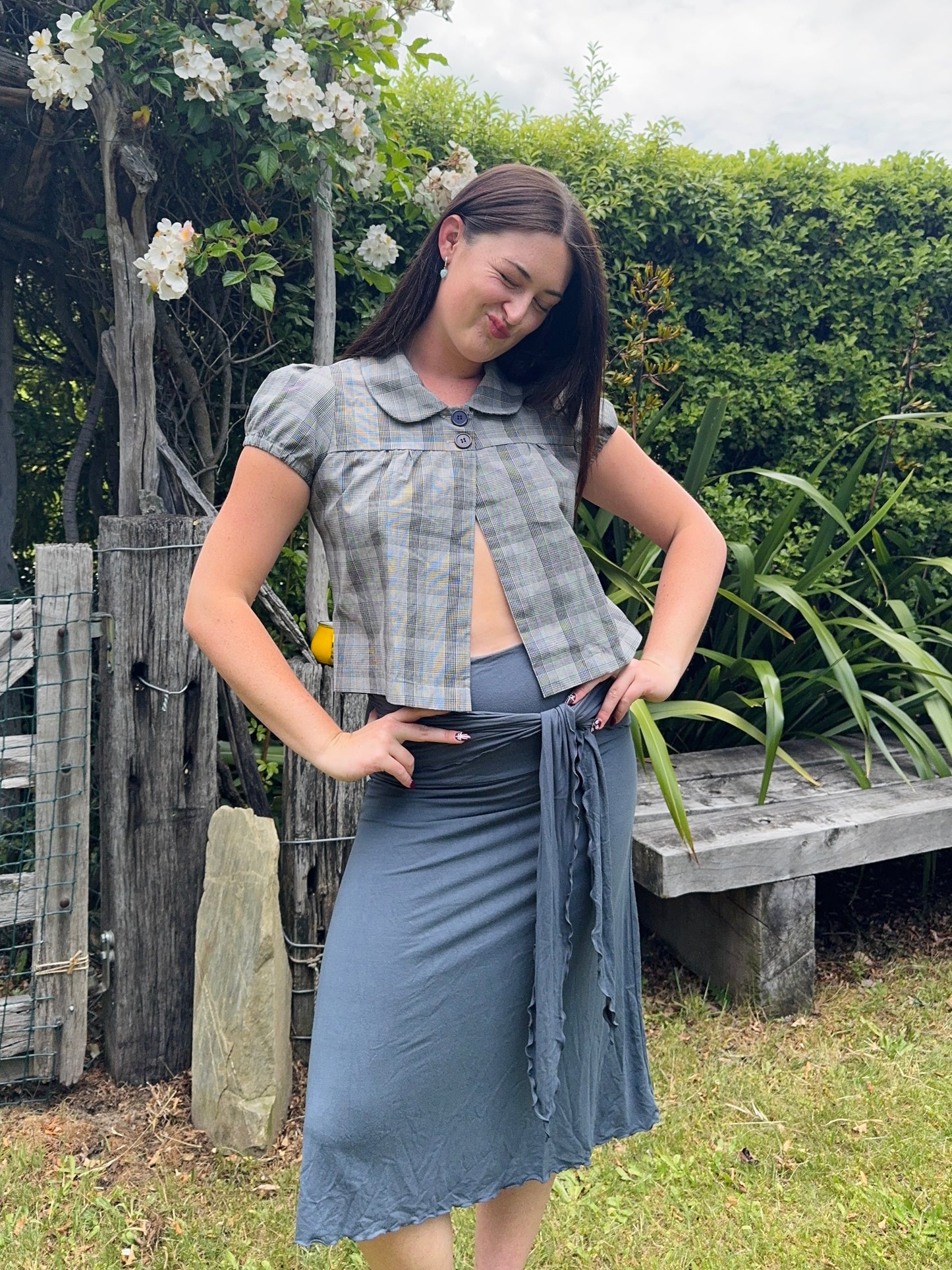 Checkered Button-Up Top | Size 10