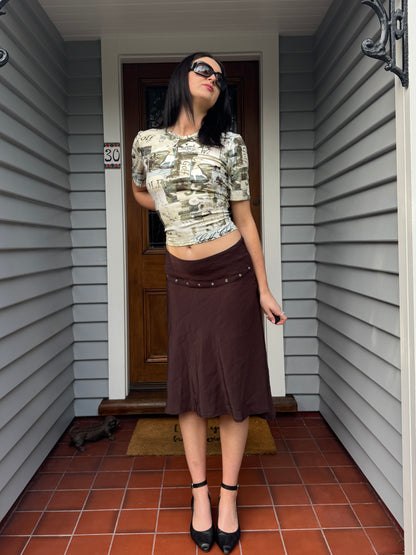 Brown Midi Skirt | Size 10