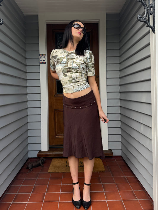 Brown Midi Skirt | Size 10
