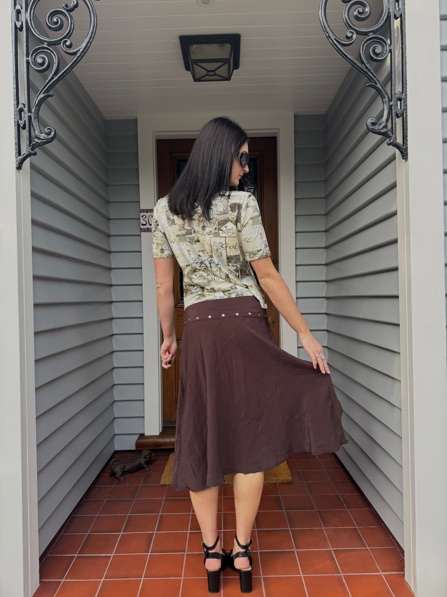 Brown Midi Skirt | Size 10