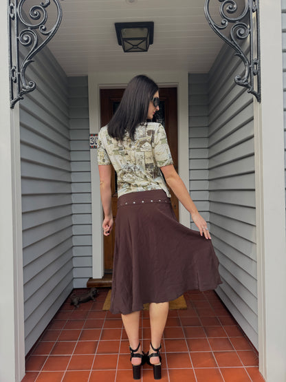 Brown Midi Skirt | Size 10