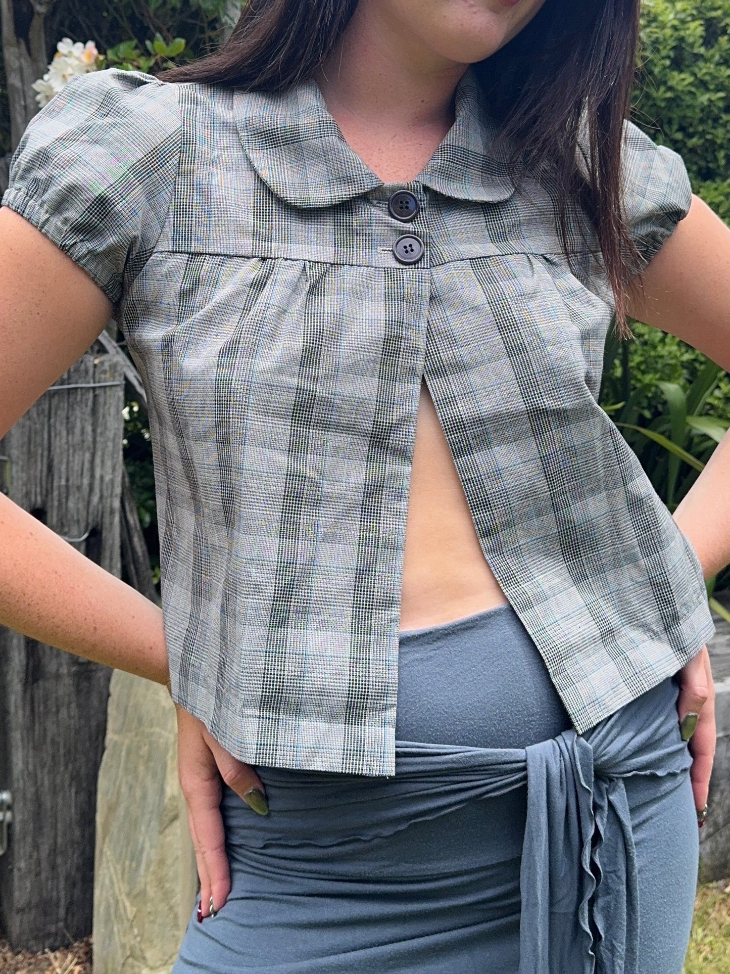 Checkered Button-Up Top | Size 10